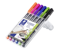 Staedtler Marker Lumocolor Perm 0.6mm assorted (6)